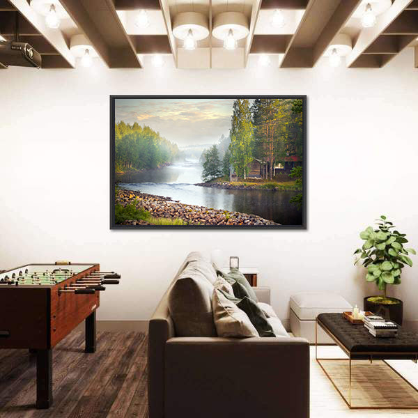 Mystic River In The Morning Canvas Wall Art