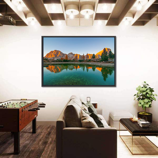 Limides Lake Reflection at Golden Hour Canvas Wall Art