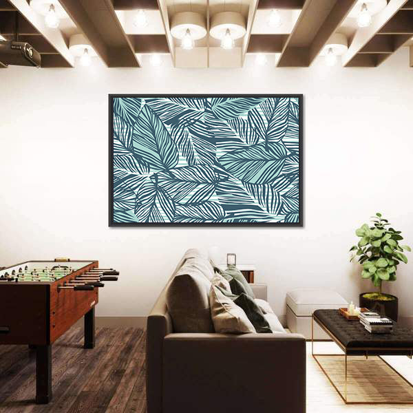 Seamless Palm Leaves Pattern Canvas Wall Art