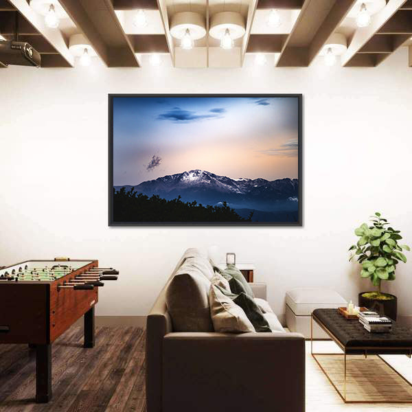 Snow Capped Pikes Peak In Colorado Springs Canvas Wall Art