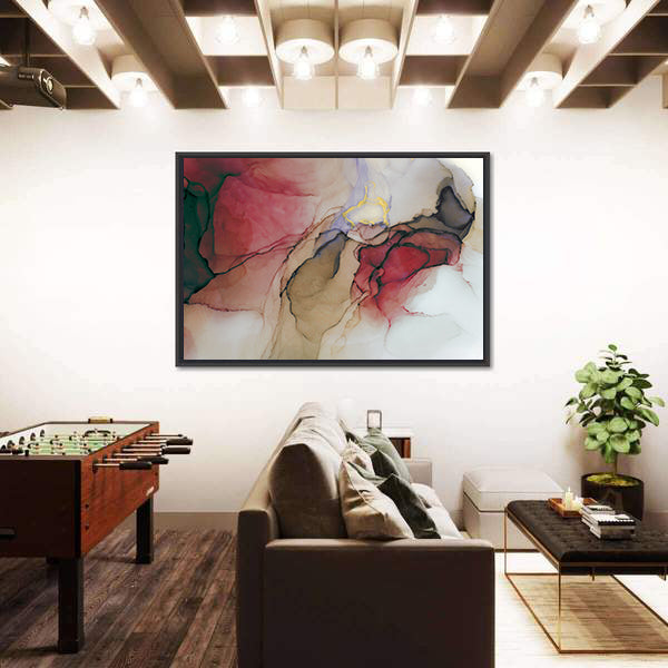 Alcohol Ink Abstract with Gold Accents Canvas Wall Art