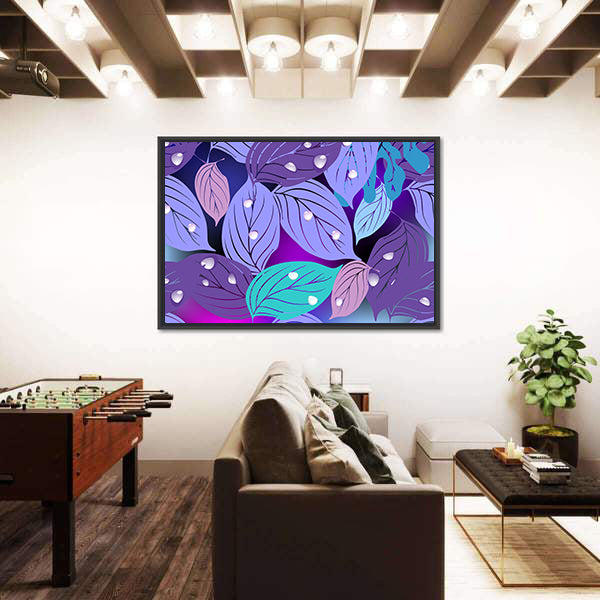 Purple Teal Leaf Texture Canvas Wall Art