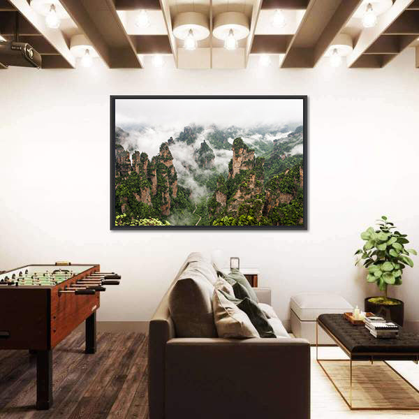 Zhangjiajie Misty Sandstone Pillars Canvas Wall Art