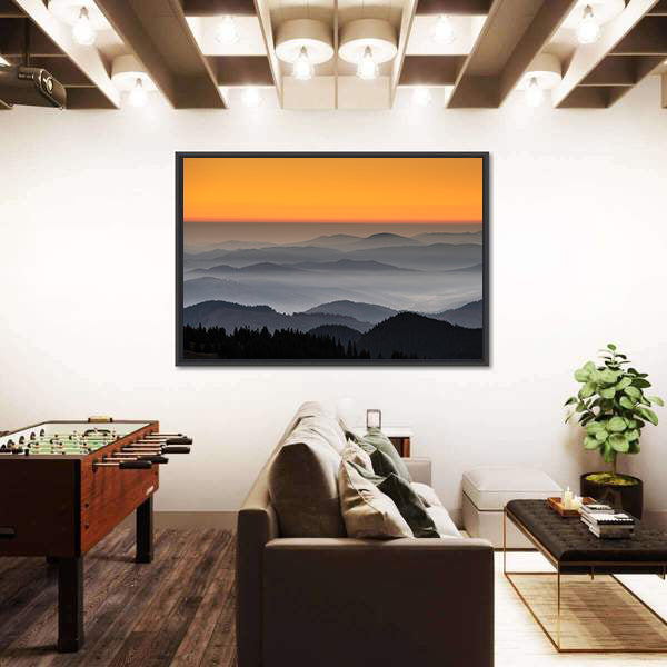 Rarau Mountain At Sunrise In Romania Canvas Wall Art