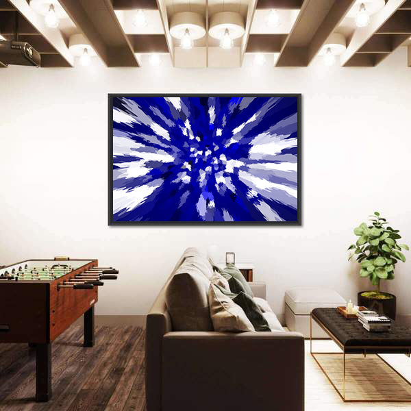 Navy Blue Starburst Abstract Canvas Wall Art