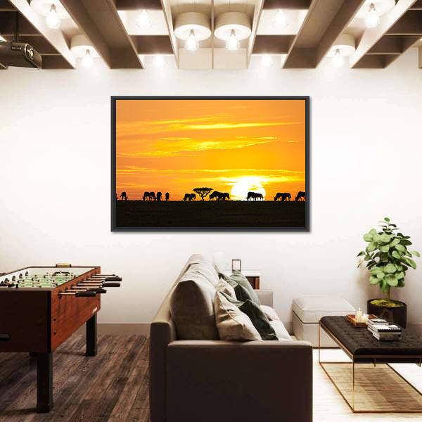 Sunrise In Serengeti National Park In Tanzania Canvas Wall Art