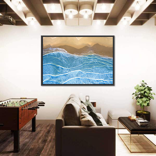 Blue Sea At The Beach Artwork Canvas Wall Art