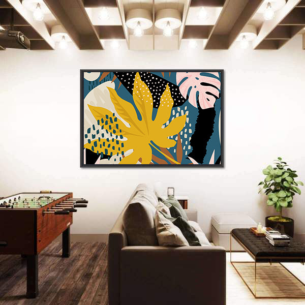 Abstract Tropical Leaves Pattern Canvas Wall Art