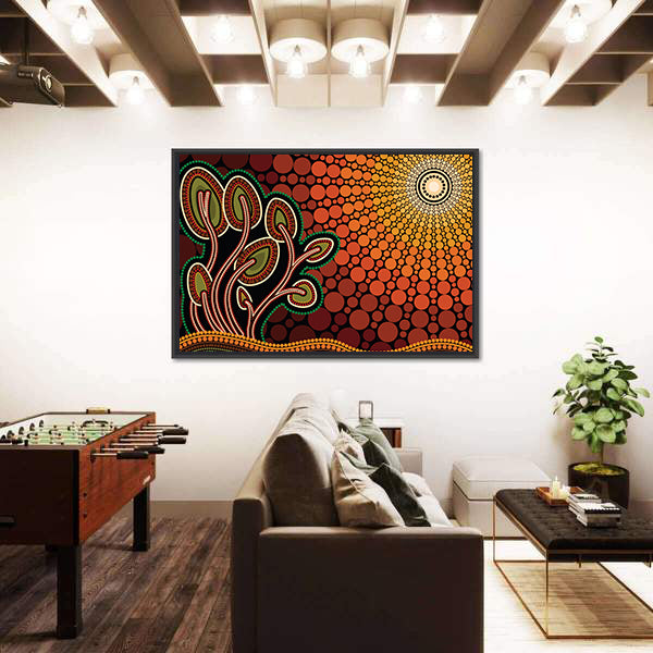 Aboriginal Tree on Hill Canvas Wall Art