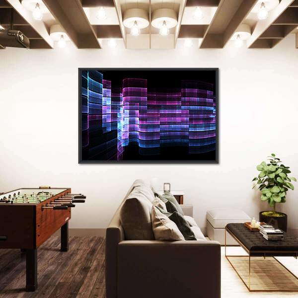 Futuristic Digital Grid Abstract Canvas Wall Art
