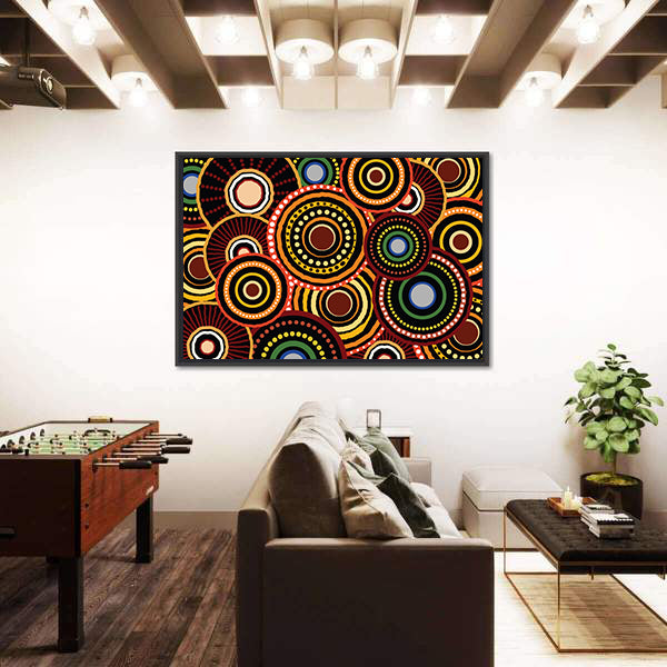 Concentric Dotted Circle Pattern Canvas Wall Art