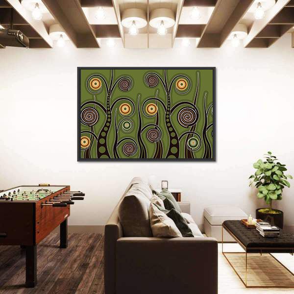 Olive Dotted Tree Dot Painting Canvas Wall Art