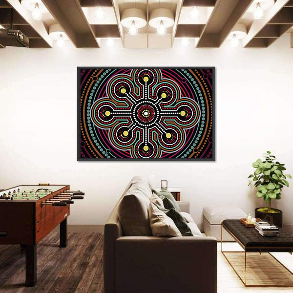 Aboriginal Dot Mandala Design Canvas Wall Art