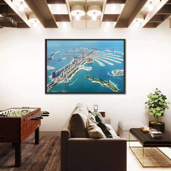 Aerial View of Palm Jumeirah, Dubai Canvas Wall Art