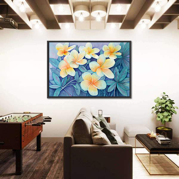 Tropical Frangipani Flowers Canvas Wall Art