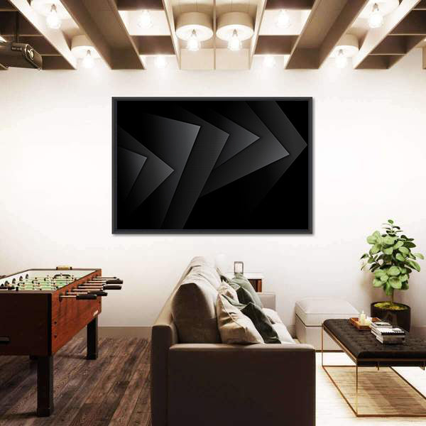 Dark Textured Geometric Layers Canvas Wall Art