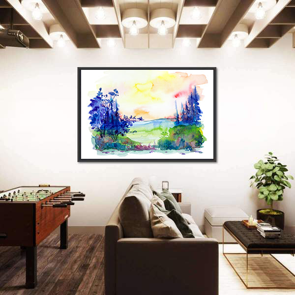 Watercolor Summer Forest Canvas Wall Art