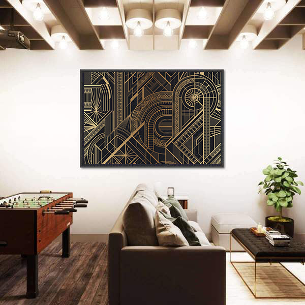 Circles and Ornaments Pattern Canvas Wall Art