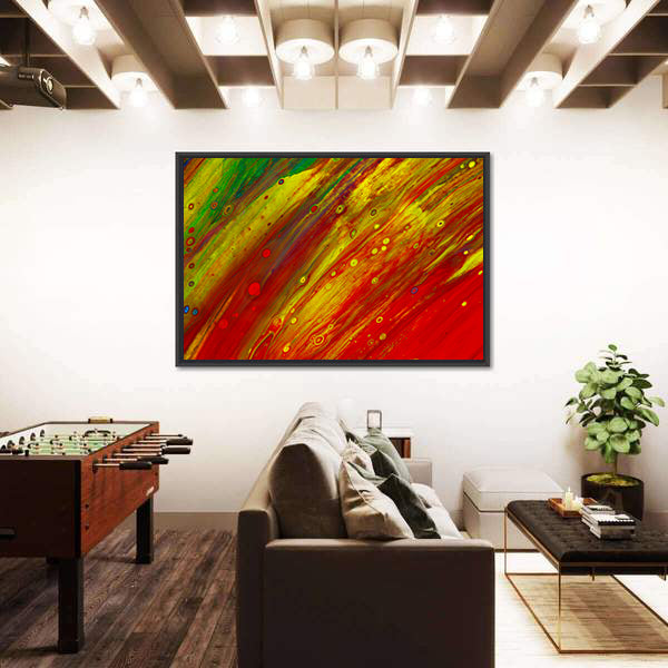 Red and Yellow Fluid Abstract Canvas Wall Art