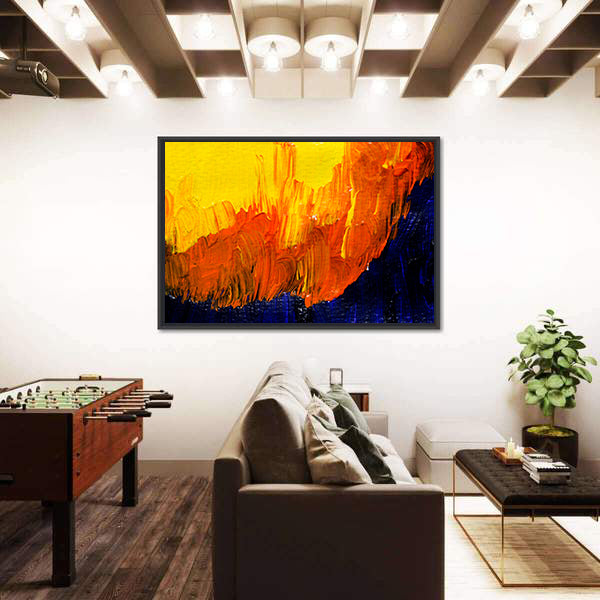 Bold Impasto Brushstrokes in Warm and Cool Hues Canvas Wall Art