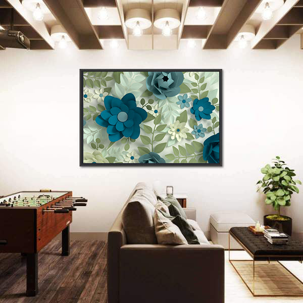 Layered Pastel Paper-cut Flowers Canvas Wall Art