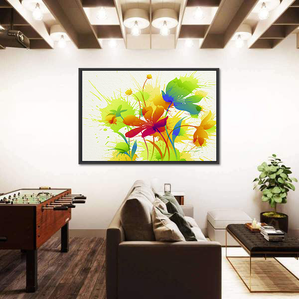 Colorful Abstract Floral Burst Canvas Wall Art