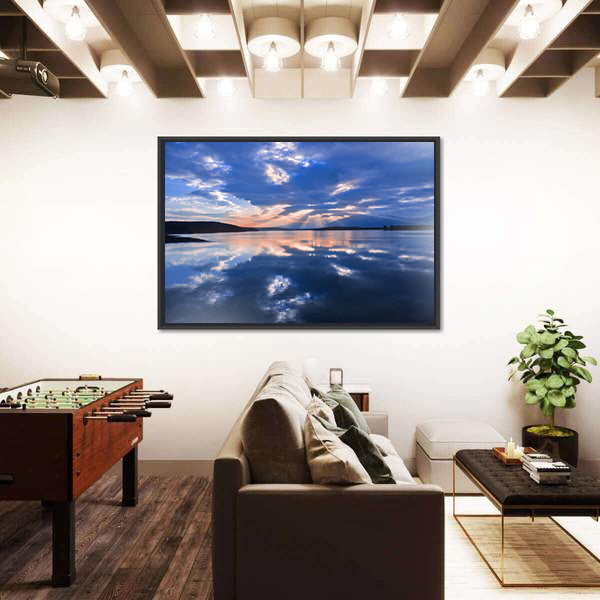 Sunset Over Reflective Lake Canvas Wall Art