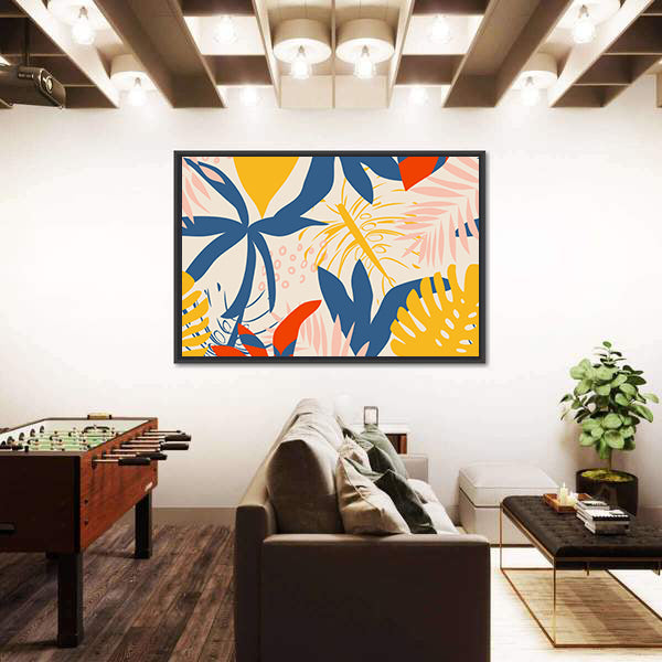 Summer Tropical Leaf Pattern Canvas Wall Art