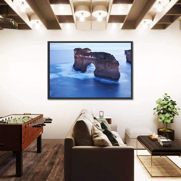 Misty Sea Arch and Limestone Cliffs Canvas Wall Art