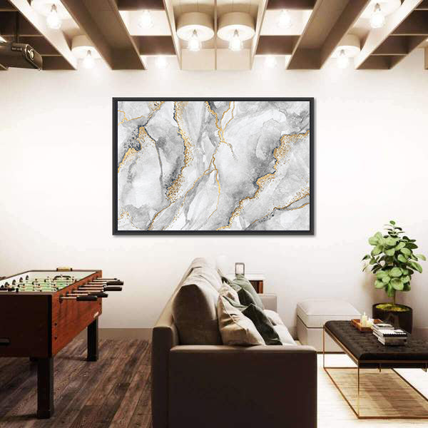 Marble With Gold Veins Canvas Wall Art