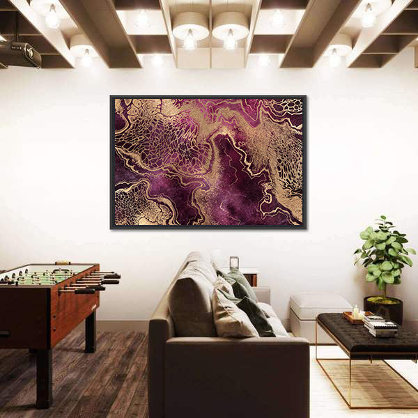 Gold Veined Marble Abstract Canvas Wall Art