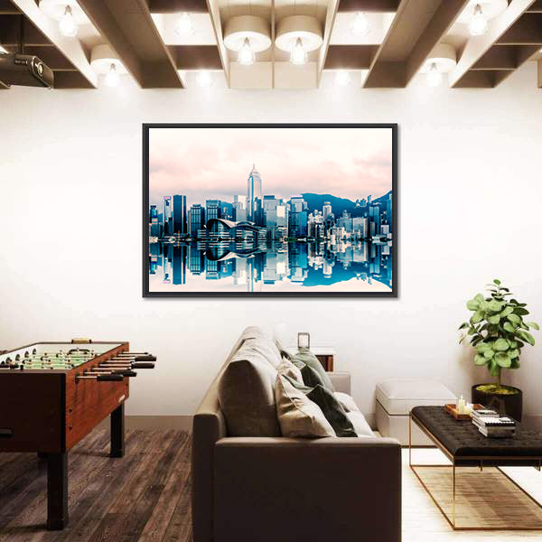Hong Kong Cityscape At Victoria Harbour Canvas Wall Art