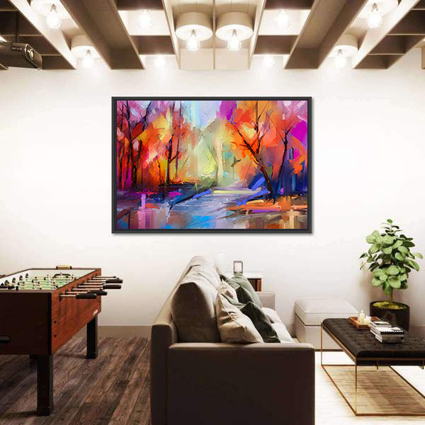 Autumn Forest Path Abstract Canvas Wall Art