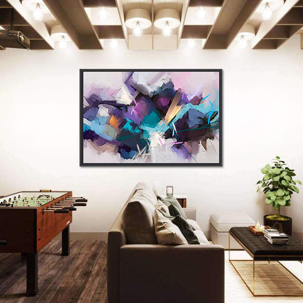 Textured Purple Geometric Abstract Canvas Wall Art