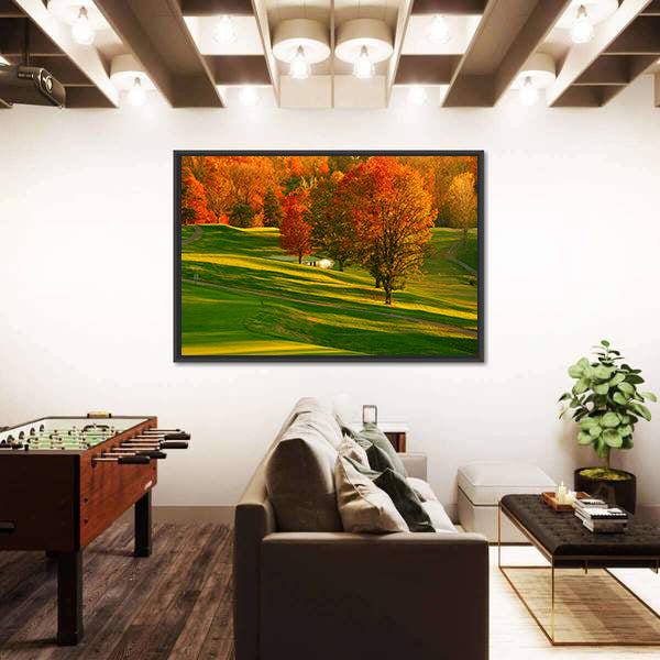 Sunset At The Golf Course Canvas Wall Art