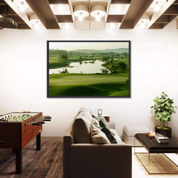 Sunrise Golf Course with Lake Canvas Wall Art