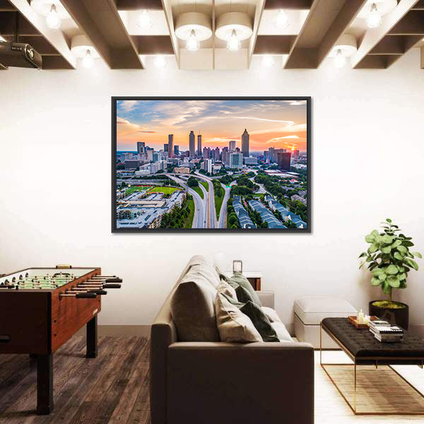Atlanta In Georgia Skyline Canvas Wall Art