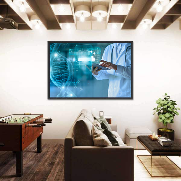 Medical Technology Concept with Doctor and Holographic Display Canvas Wall Art