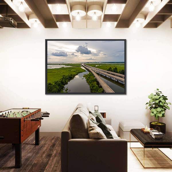 Interstate 10 Bridge Over Mobile Bay, Alabama Canvas Wall Art