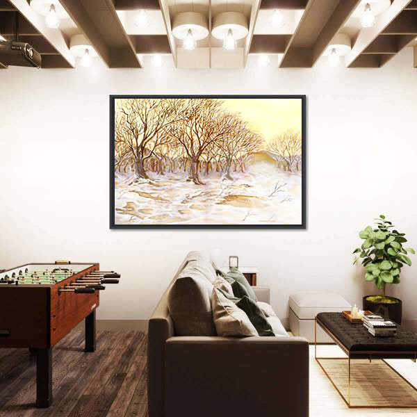 Watercolor Winter Forest Canvas Wall Art