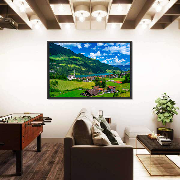 Swiss Village Lungern In Switzerland Canvas Wall Art