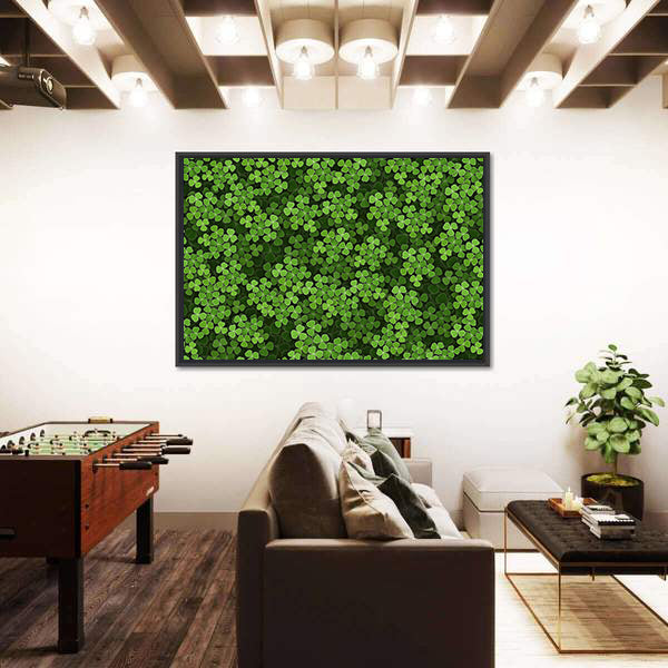 Green Shamrock Illustration Canvas Wall Art