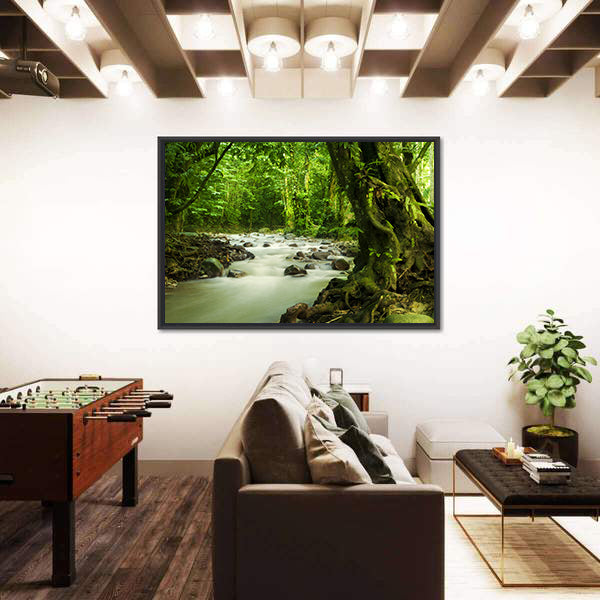 Tropical River At Selangor State In Malaysia Canvas Wall Art