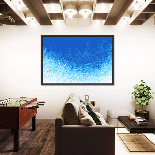 Winter Blue Curly Ice Frost Canvas Wall Art