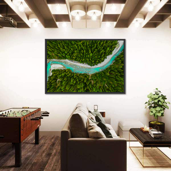 Inn River Flowing In Forest In Switzerland Canvas Wall Art