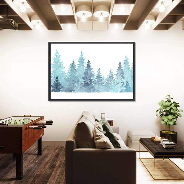 Watercolor Coniferous Forest Canvas Wall Art