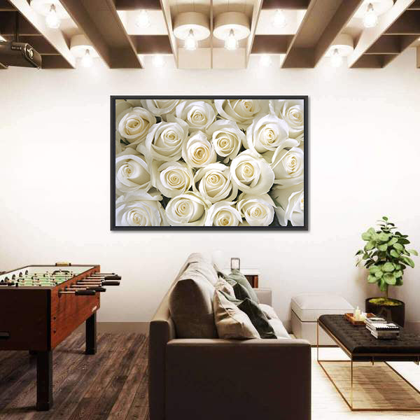Silky White Roses Canvas Wall Art