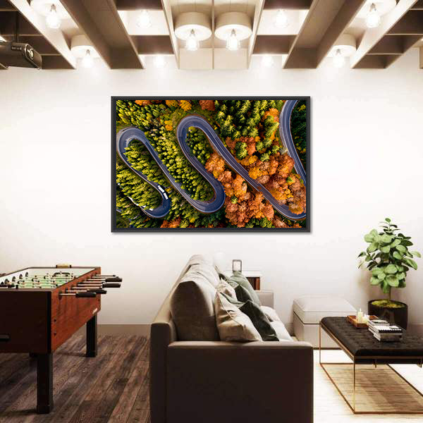 Serpentine Asphalt Road Canvas Wall Art