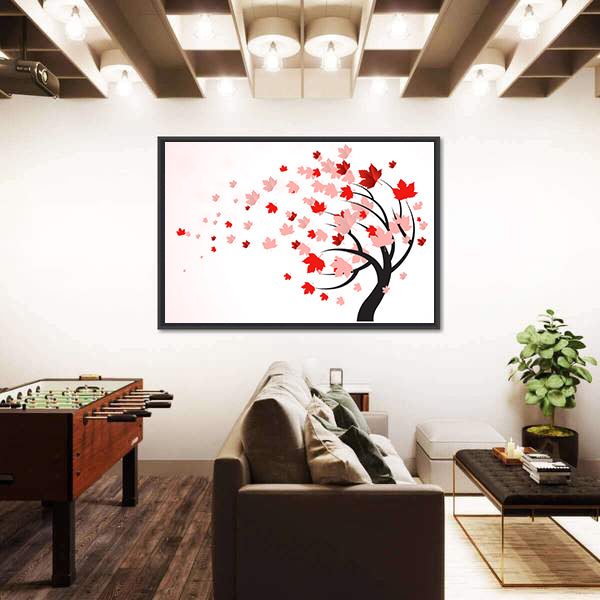 Red Autumn Tree Canvas Wall Art