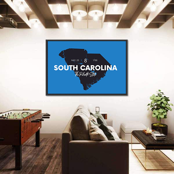 South Carolina Map Silhouette Canvas Wall Art